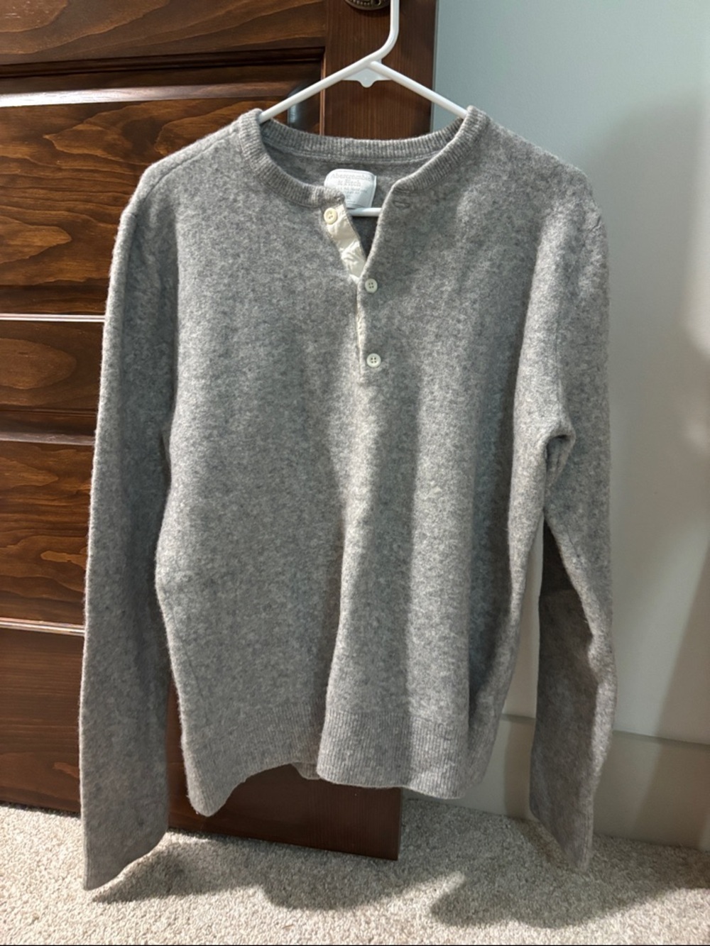 Abercrombie & Fitch Light Gray Henley Sweater